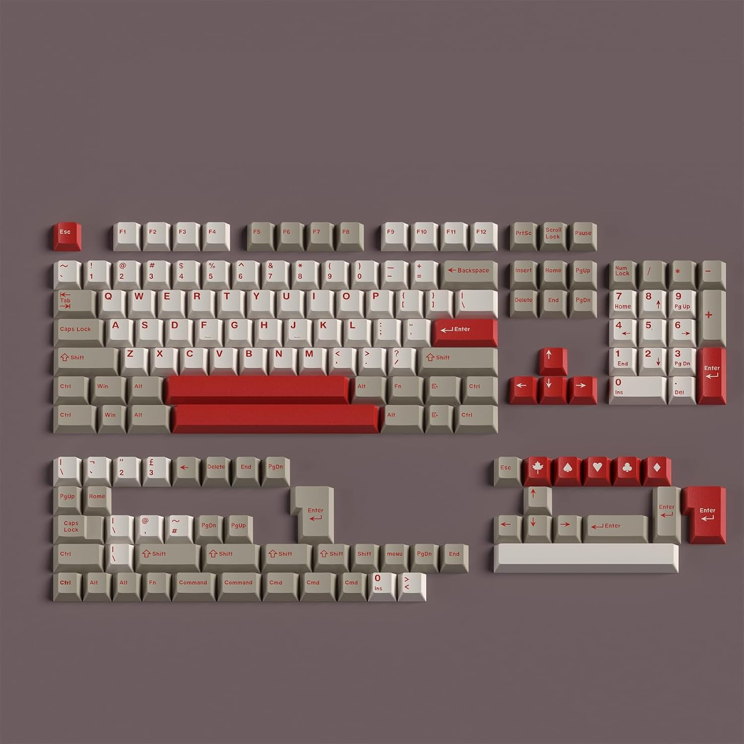 163-Key 9009 Retro Cherry Profile Keycaps Set for MX Mechanical Keyboards