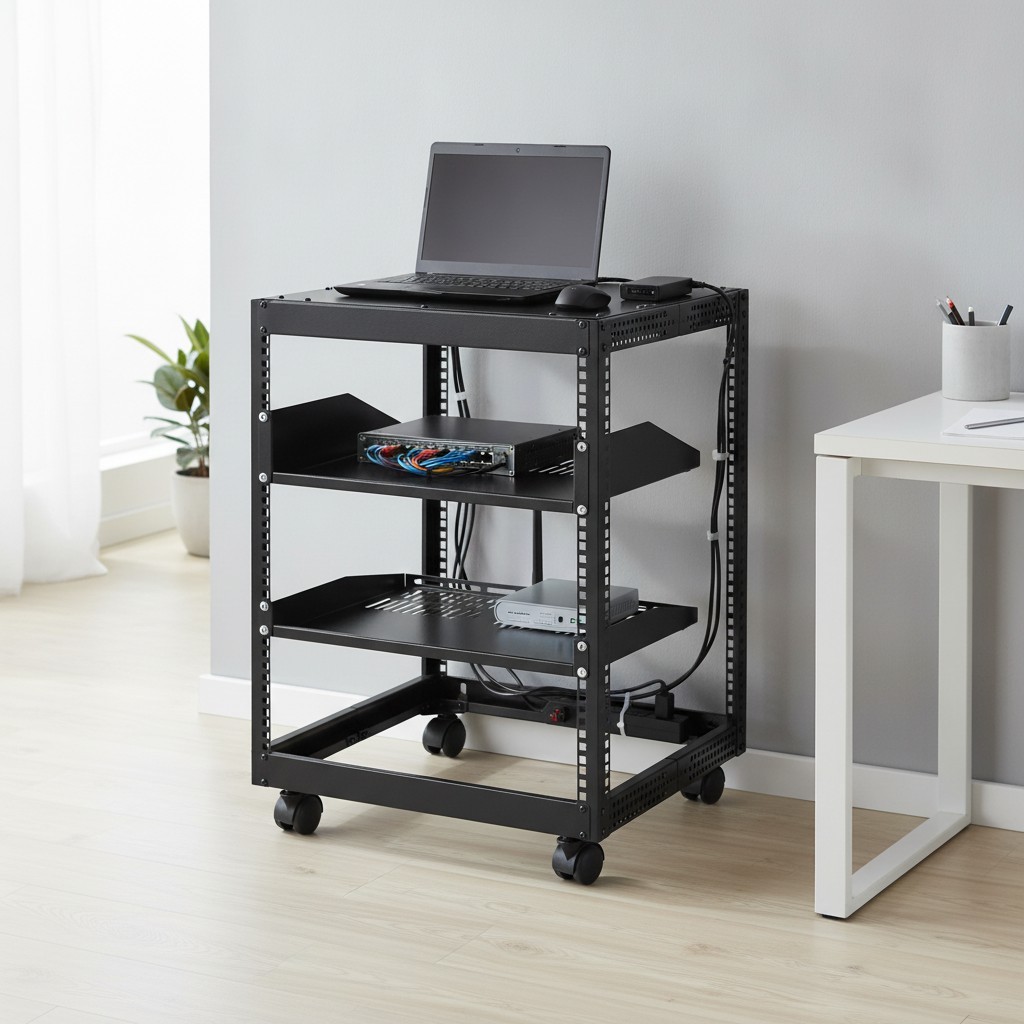 Versatile 12U AV Rack: Adjustable 23-40'' Depth, Free Standing or Wall Mount