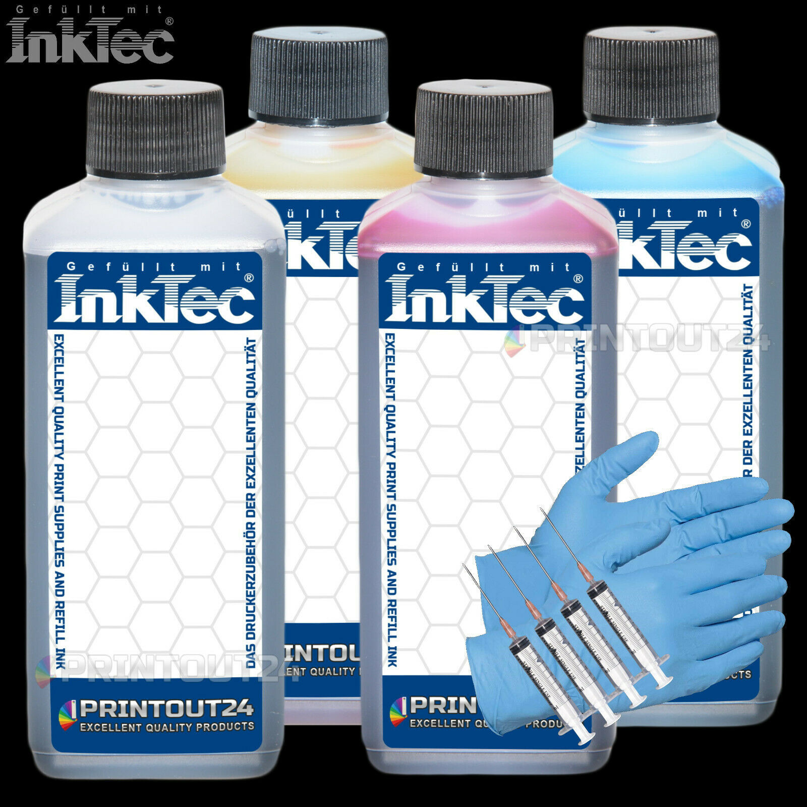 4X250Ml InkTec® Ink CISS Refill For HP 82 11 BK C Y M DesignJet 111 CH565A