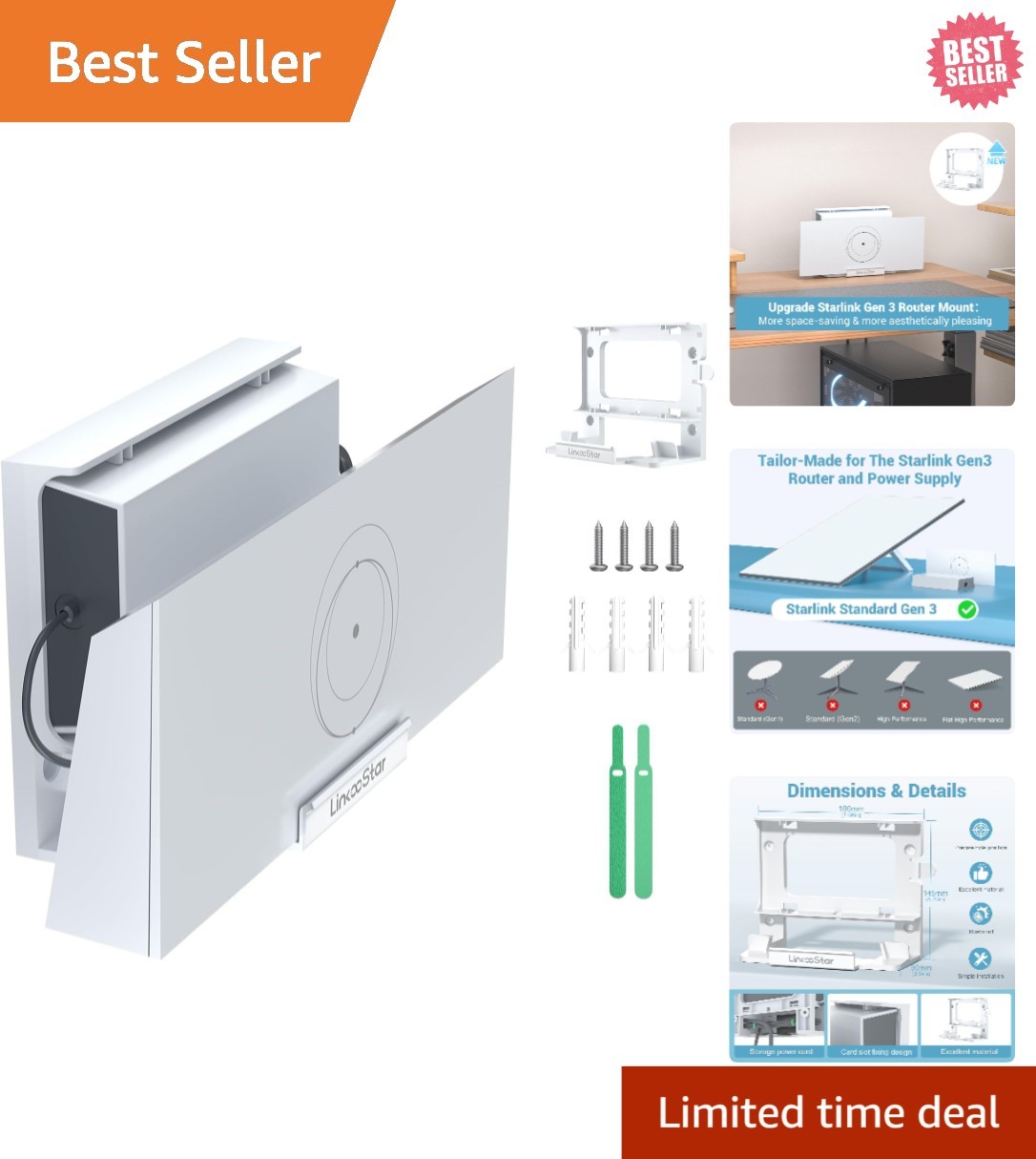 Compact Starlink Gen 3 Router Mount - Easy Installation & Cable Management