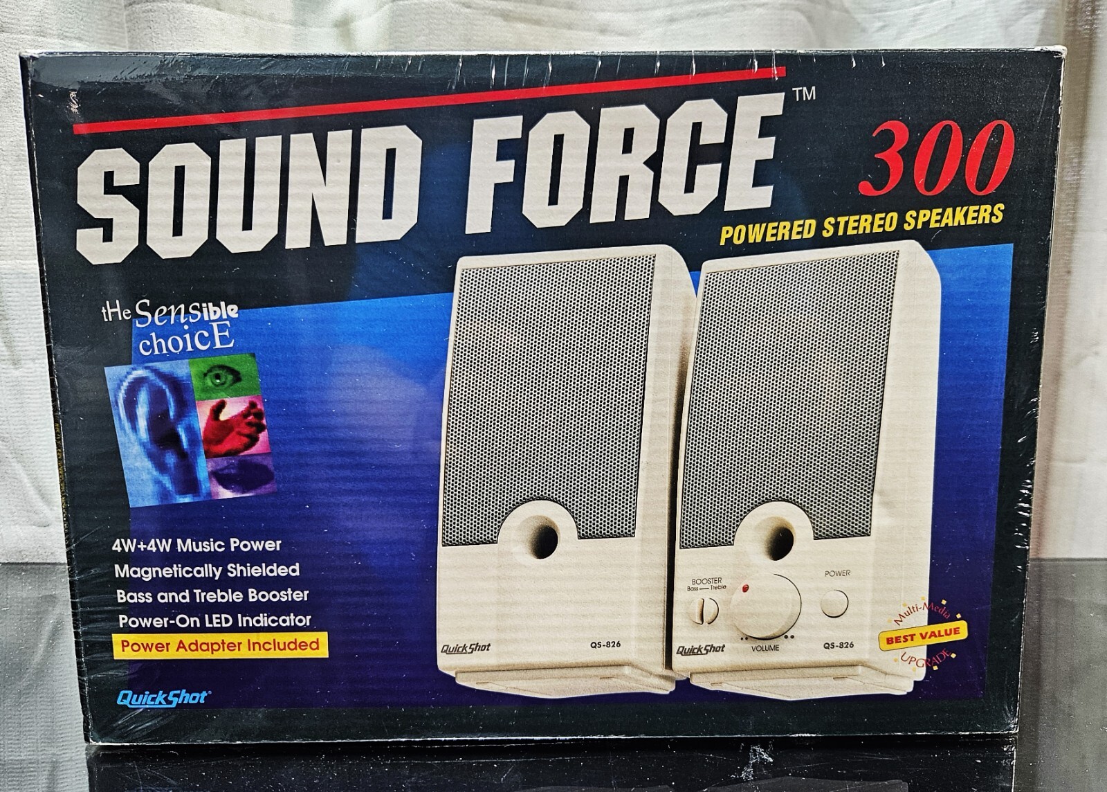 Sound Force 300 Powered Stereo Speakers New Vintage