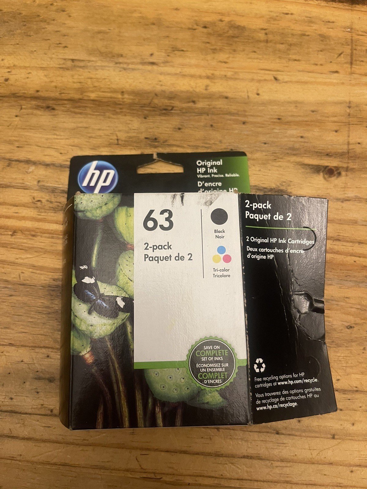 NEW ~ HP 63 2-Pack Black/Tri-Color Original Ink Cartridges Expired August 2021