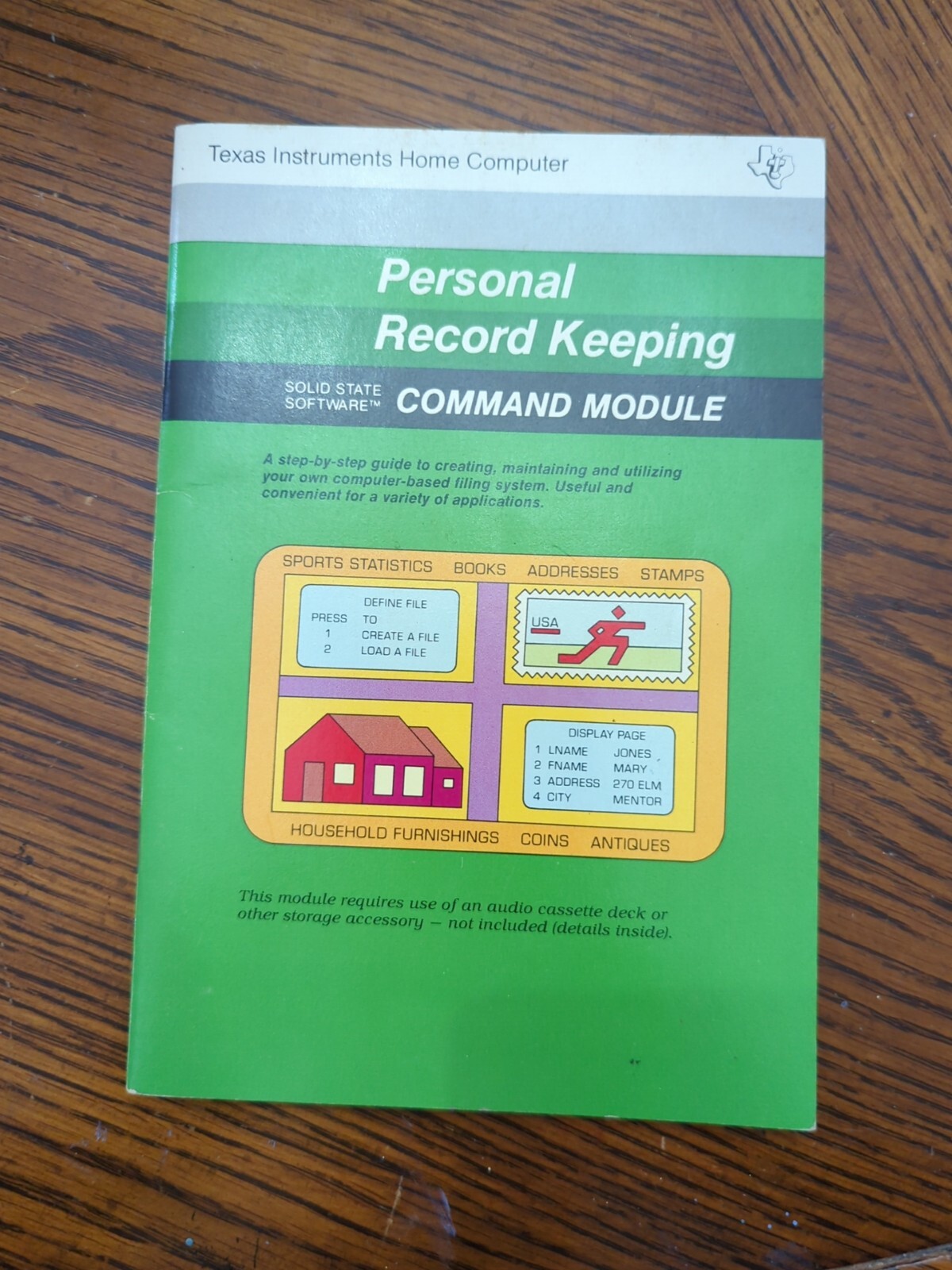 Texas Instruments Home Computer Personal Record Keeping Command Module...