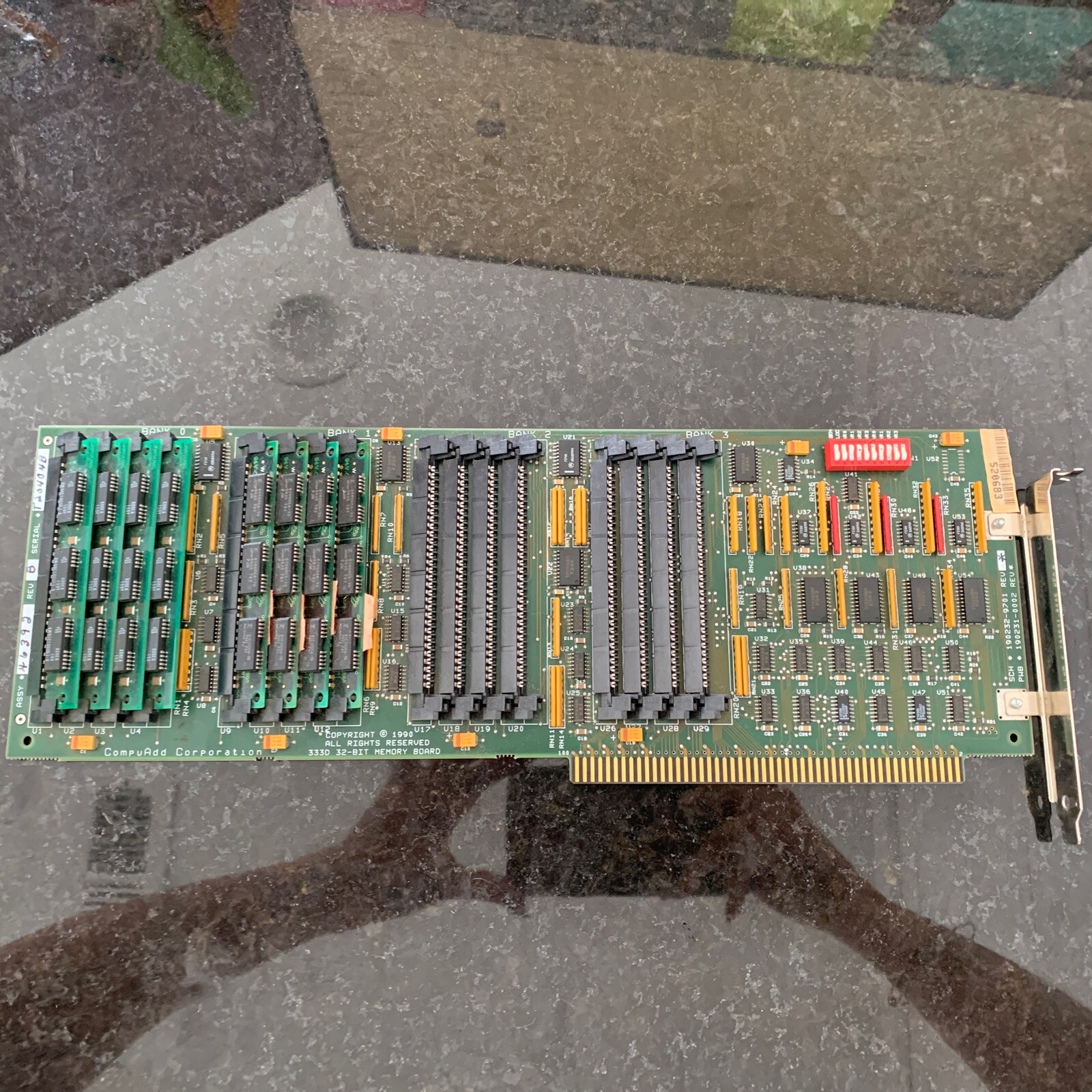 RARE Vintage COMPUADD 333D Memory Board S/N:  T1040AE | 8 Modules Silver Ram