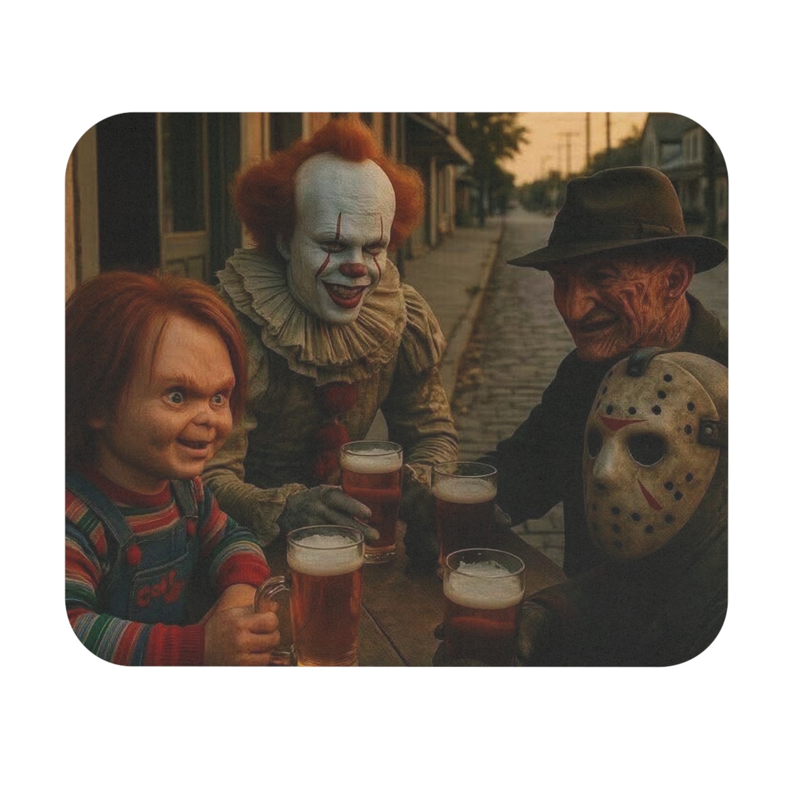 Horror Icons Cheers Mouse Pad Pennywise Jason Voorhees Freddy Krueger Chucky NEW