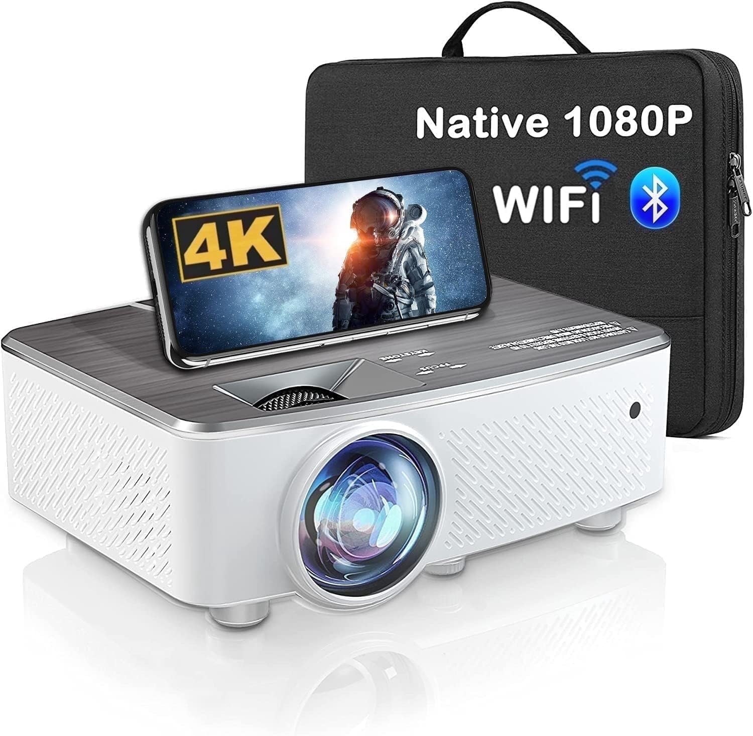 MPBEKING Mini Projector, WiFi Bluetooth, 4K Support, 1080P Full HD, 9500 Lumens
