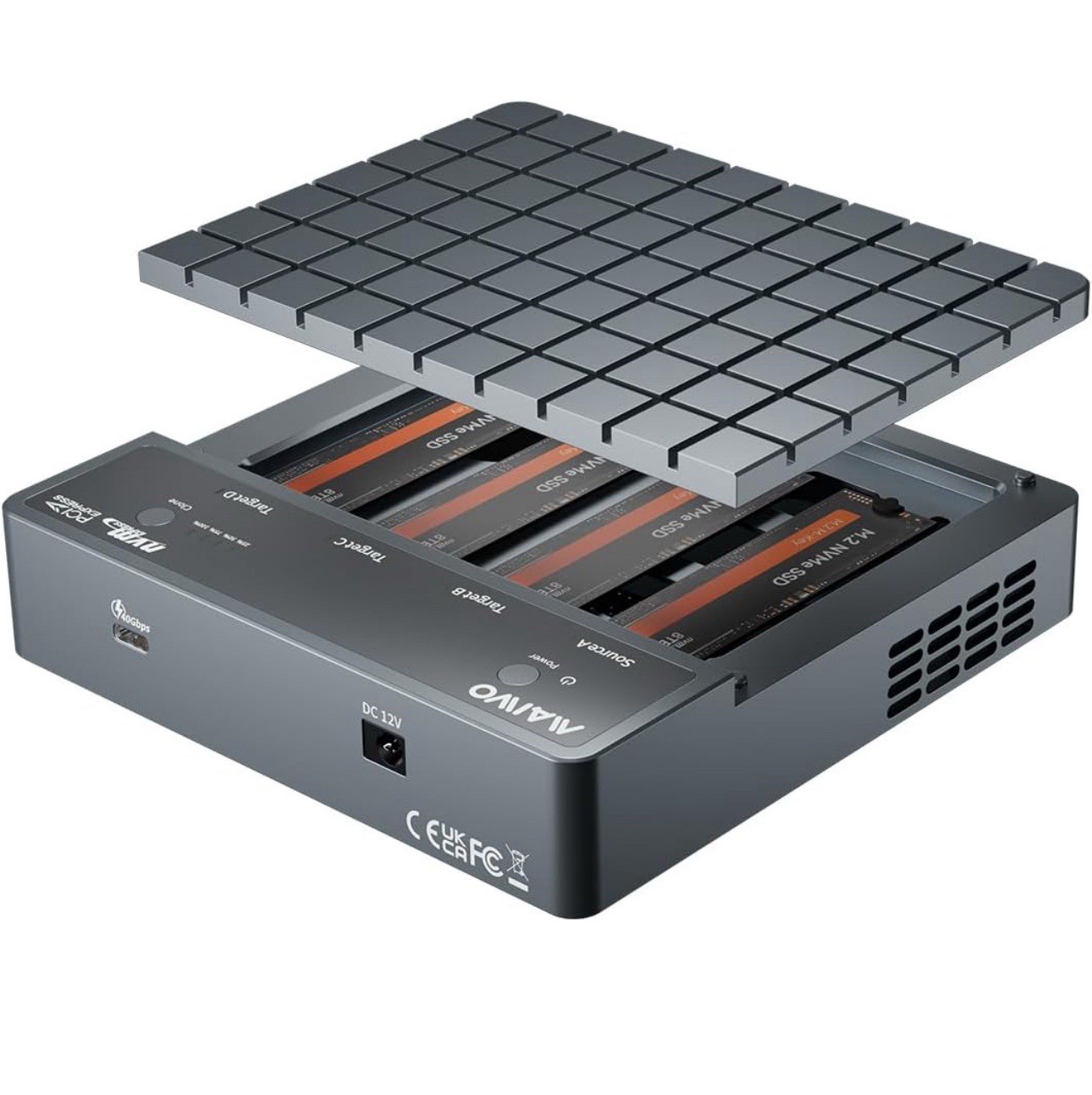 MAIWO 4 Bay M.2 NVMe SSD Enclosure with USB4 Port with SoftRAID with Cooling ...