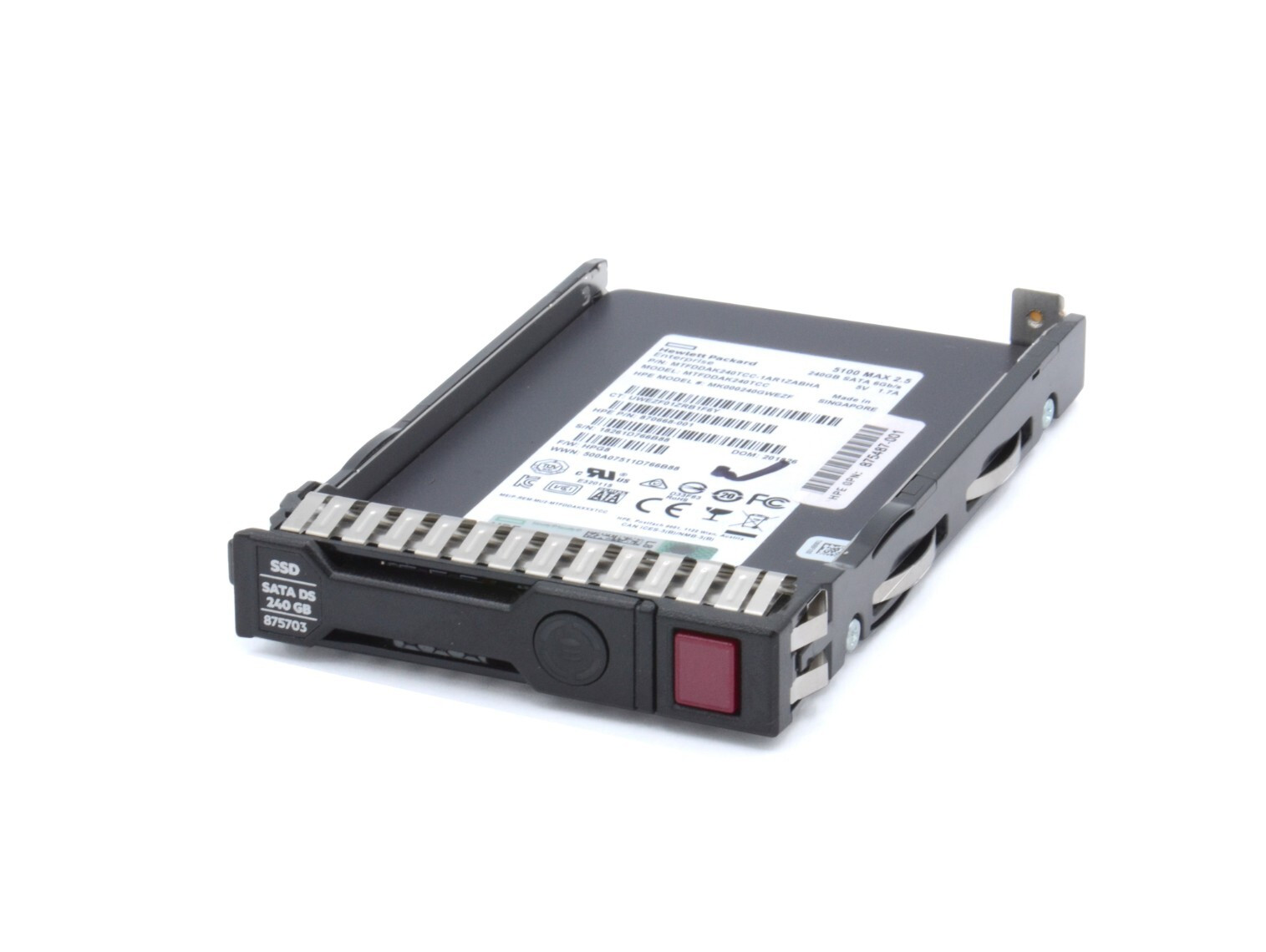 HPE 240GB SATA 6G MU Mixed Use SFF TLC SC DS SSD 5DWPD 2.2PBW 97-100% 875703-001
