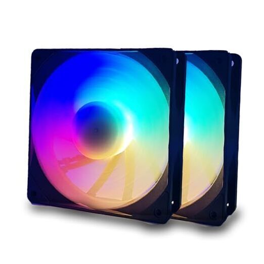 120mm RGB Case PC Fans - 4 Pins PWM Silent Computer Fans with Max 1800 2 Pack