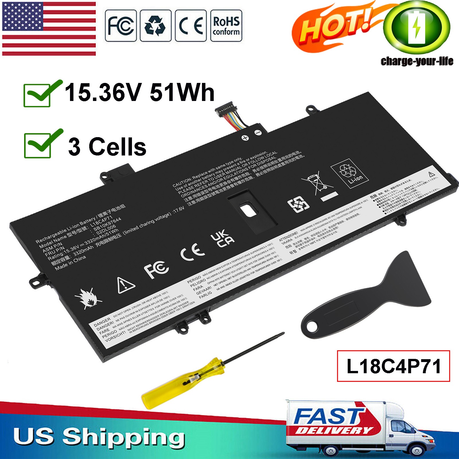 LOT L18C4P71 L18M4P72 Battery For Lenovo ThinkPad X1 Yoga 4th 5th Gen Carbon 7th