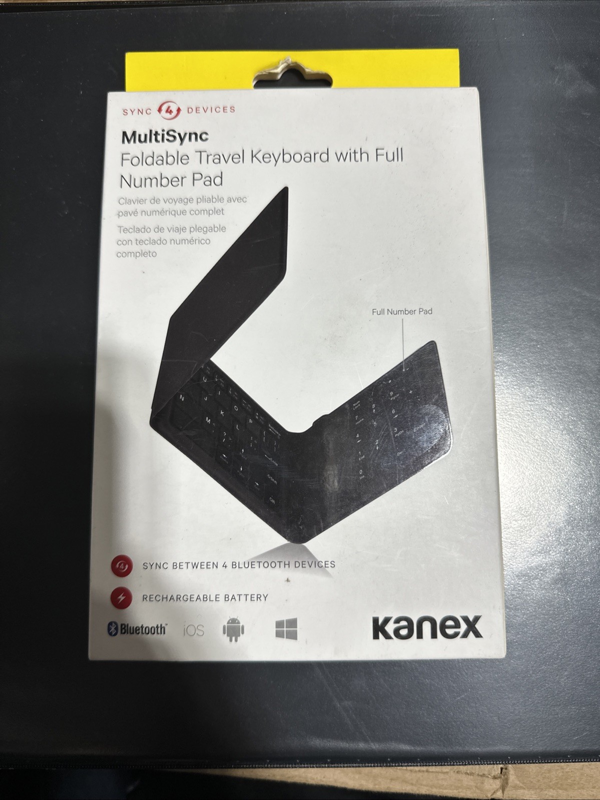 Kanex-Black-MultiSync Foldable Travel Keyboard W/ Full Number Pad-iOS & Android