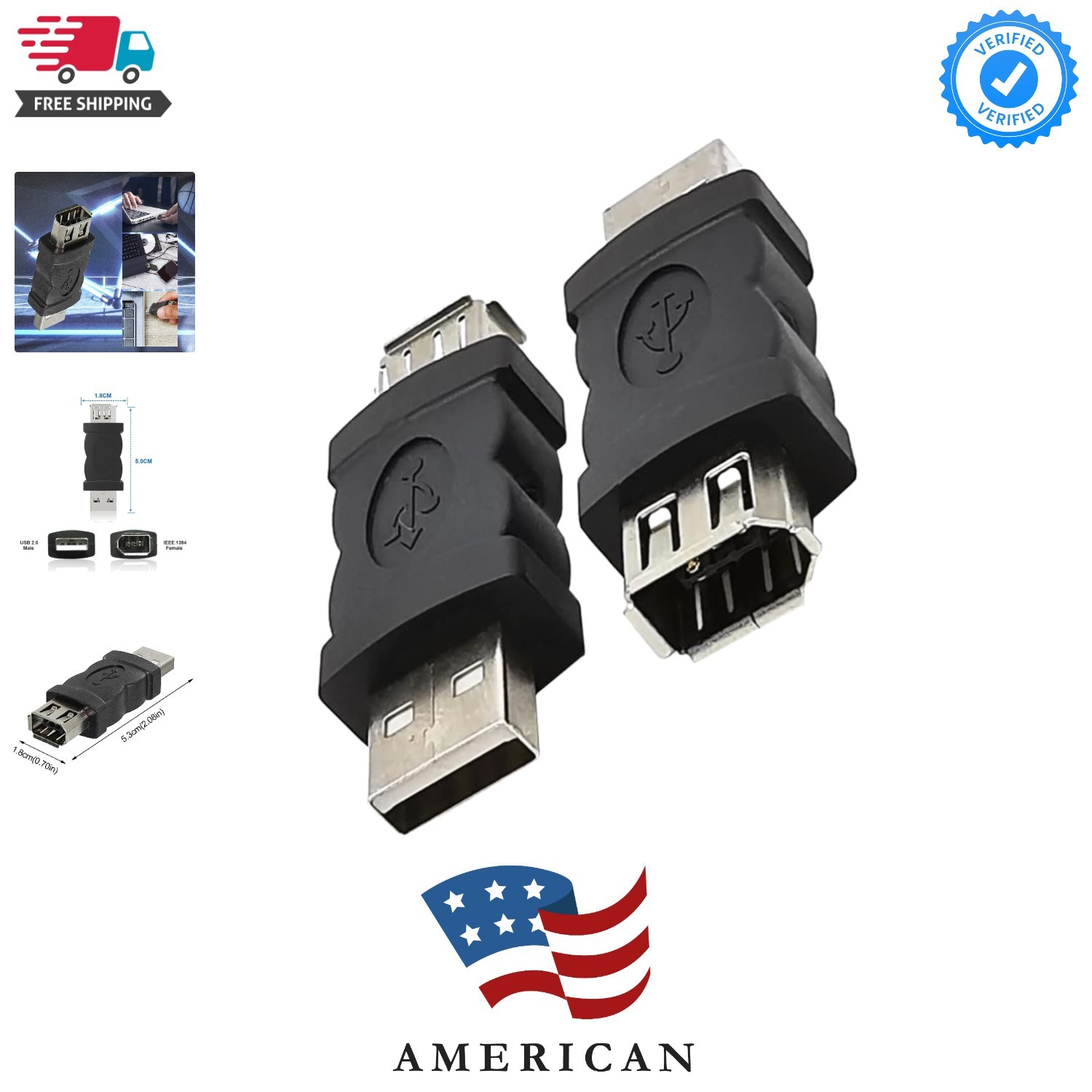 2 Pieces Firewire IEEE 1394 6 Pin USB Adapter Firewire to USB Converter for P...