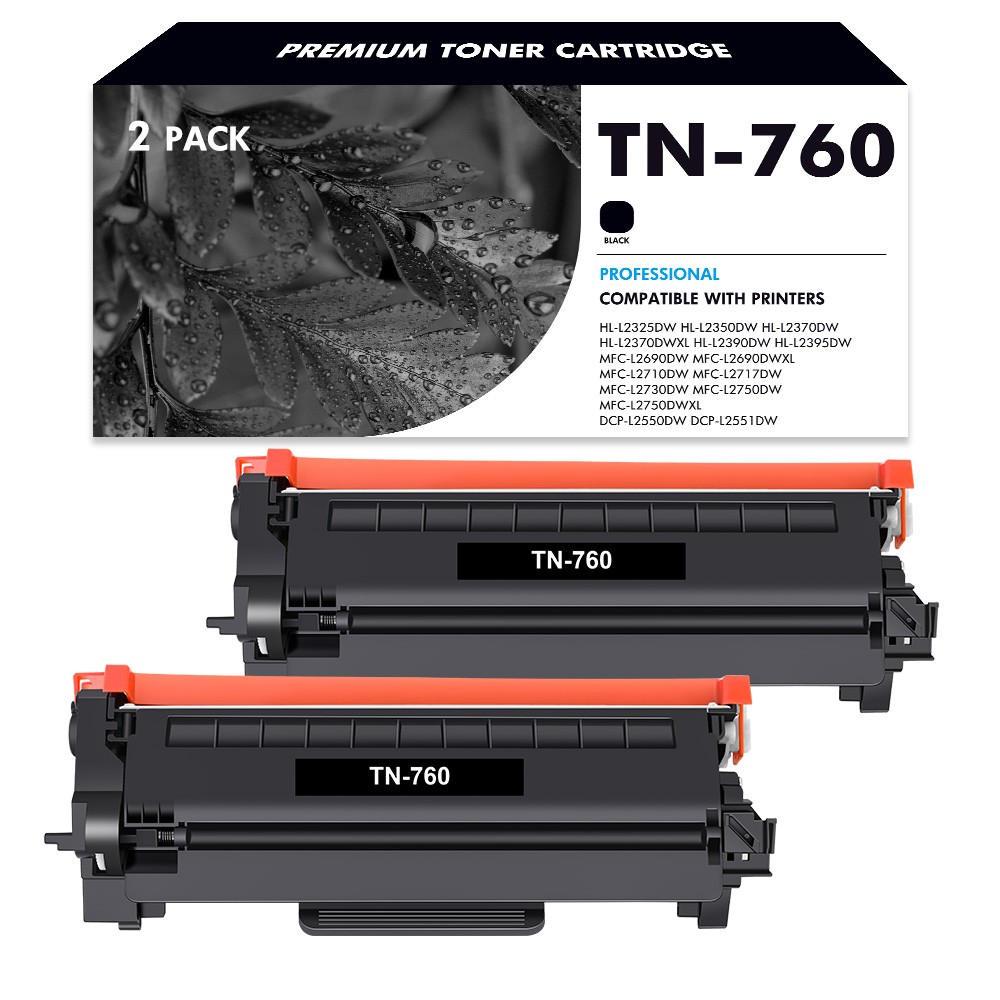 2x With Chip Compatible With Brother TN760 Toner Cartridge HL-L2395DW HL-L2350DW