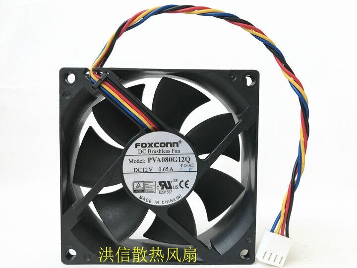 1PC Foxconn 8025 PVA080G12Q 12V 0.65A 8CM 4-Pin PWM Large Air Volume Cooling Fan