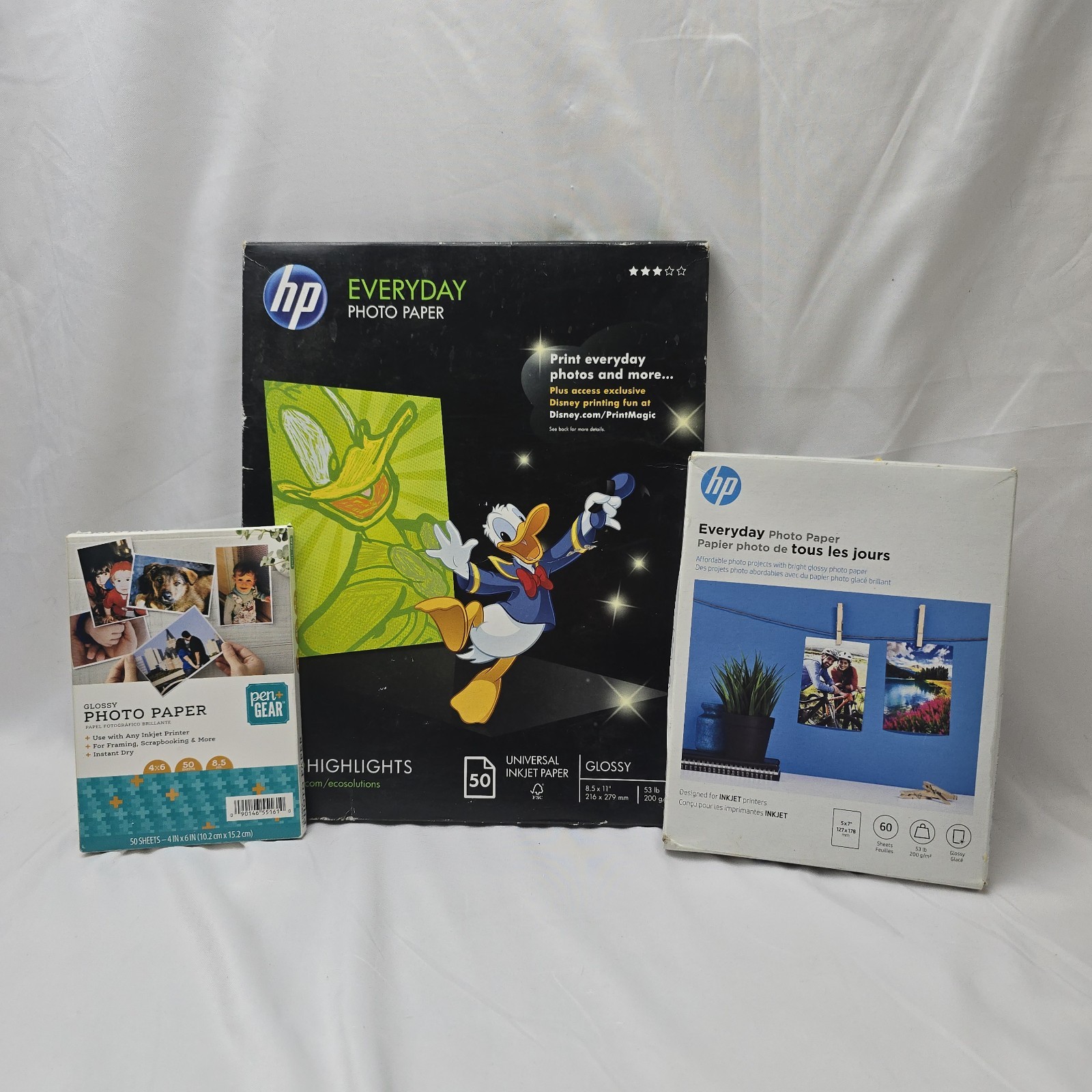 Lot of 3 Unopened Packs of Photopaper 4x6 5x7 8.5x11 Glossy