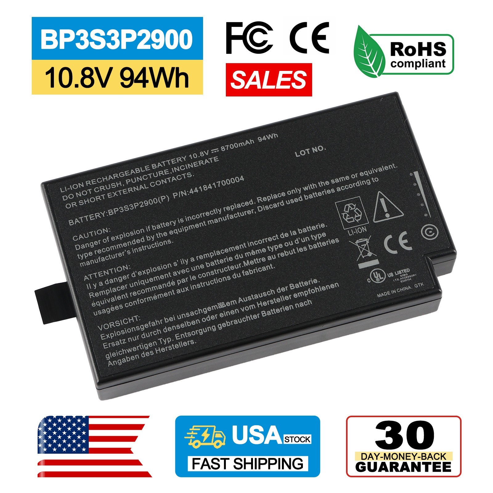 BP3S3P2900 Replacement Battery For Getac B300 B300X BP3S3P2900(P) BP3S3P2600(S)