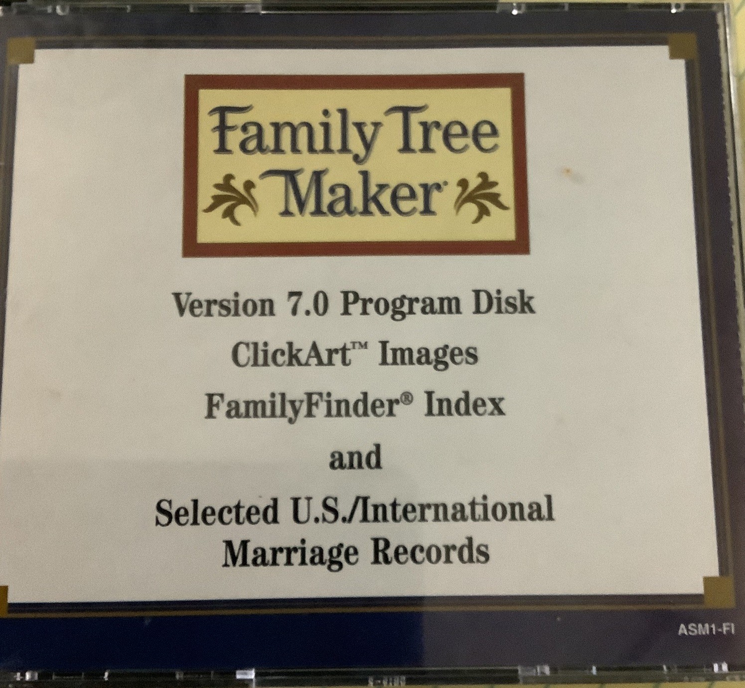 Family Tree Maker Version 7.0,Program Disk ClickArt Images F. F.Program,4 Disc.