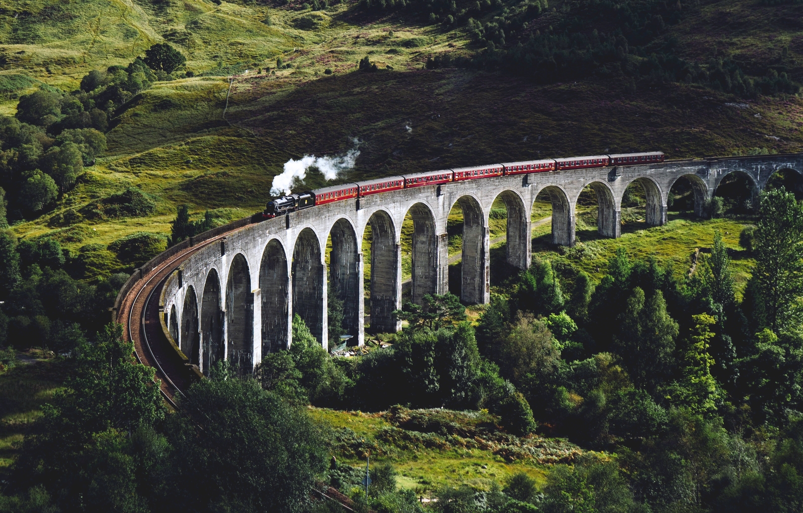 Landscape nature bridge train scotland hills viaduct Custom Gaming Mat Desk