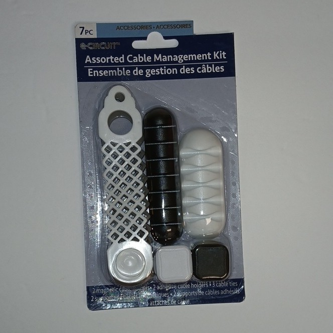 e-Circuit Cable Management Kit Holders, Black/White 7pk