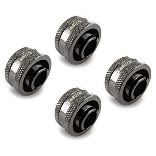 XSPC G1/4" to 1/2" ID x 3/4" OD Compression Fitting Black Chrome V2 - 4 pack