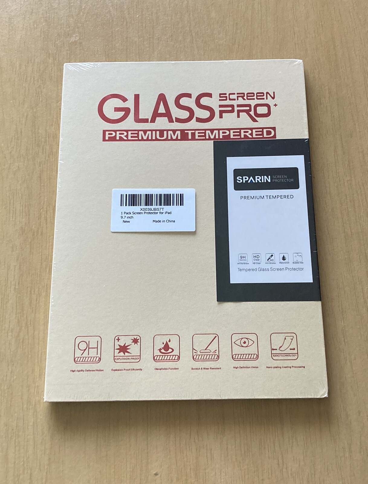 SPARIN 1 pack 9.7 inch (apple)  ipad screen protector , premium tempered glass