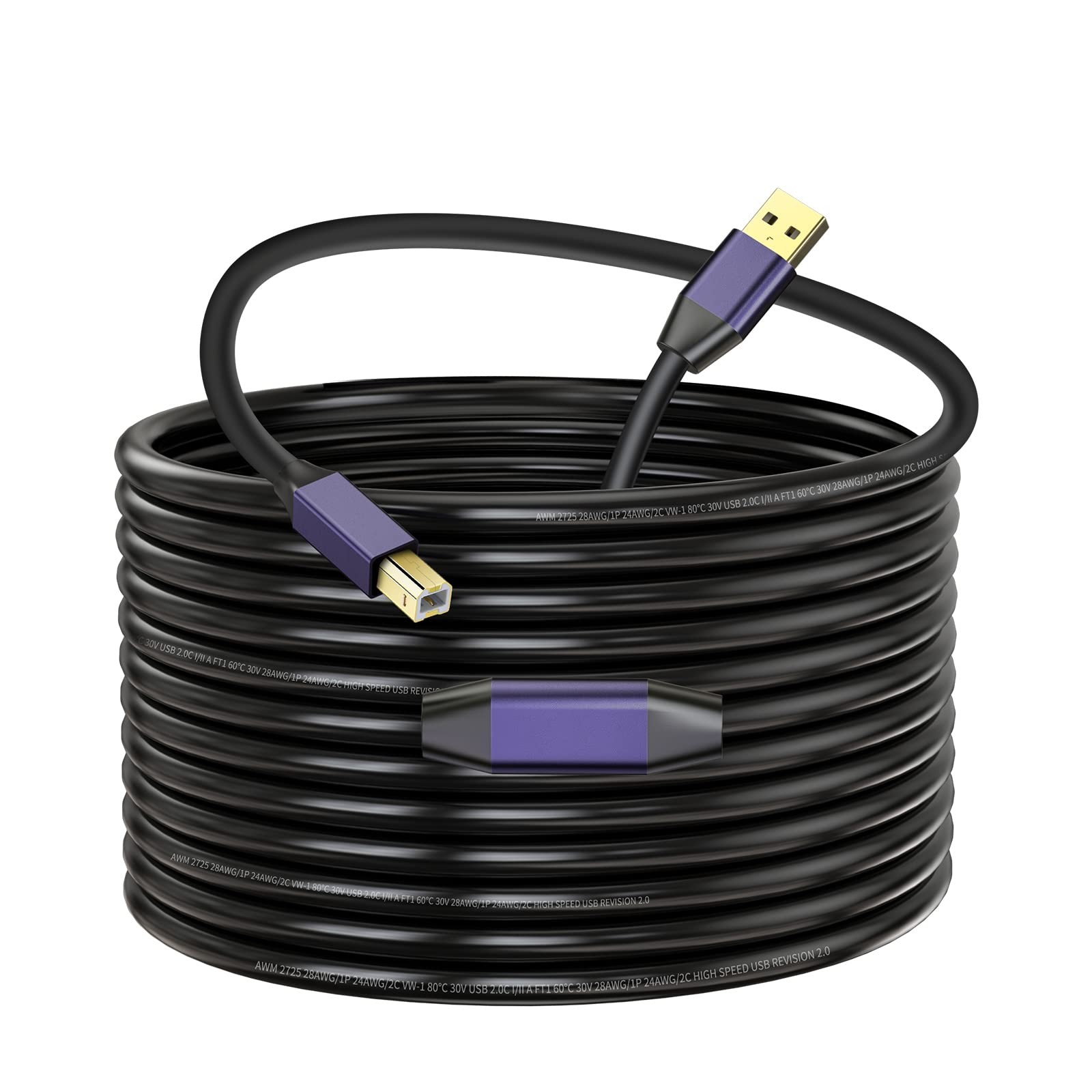 LDKCOK Active USB 2.0 Printer Cable 50ft - 50FT, 