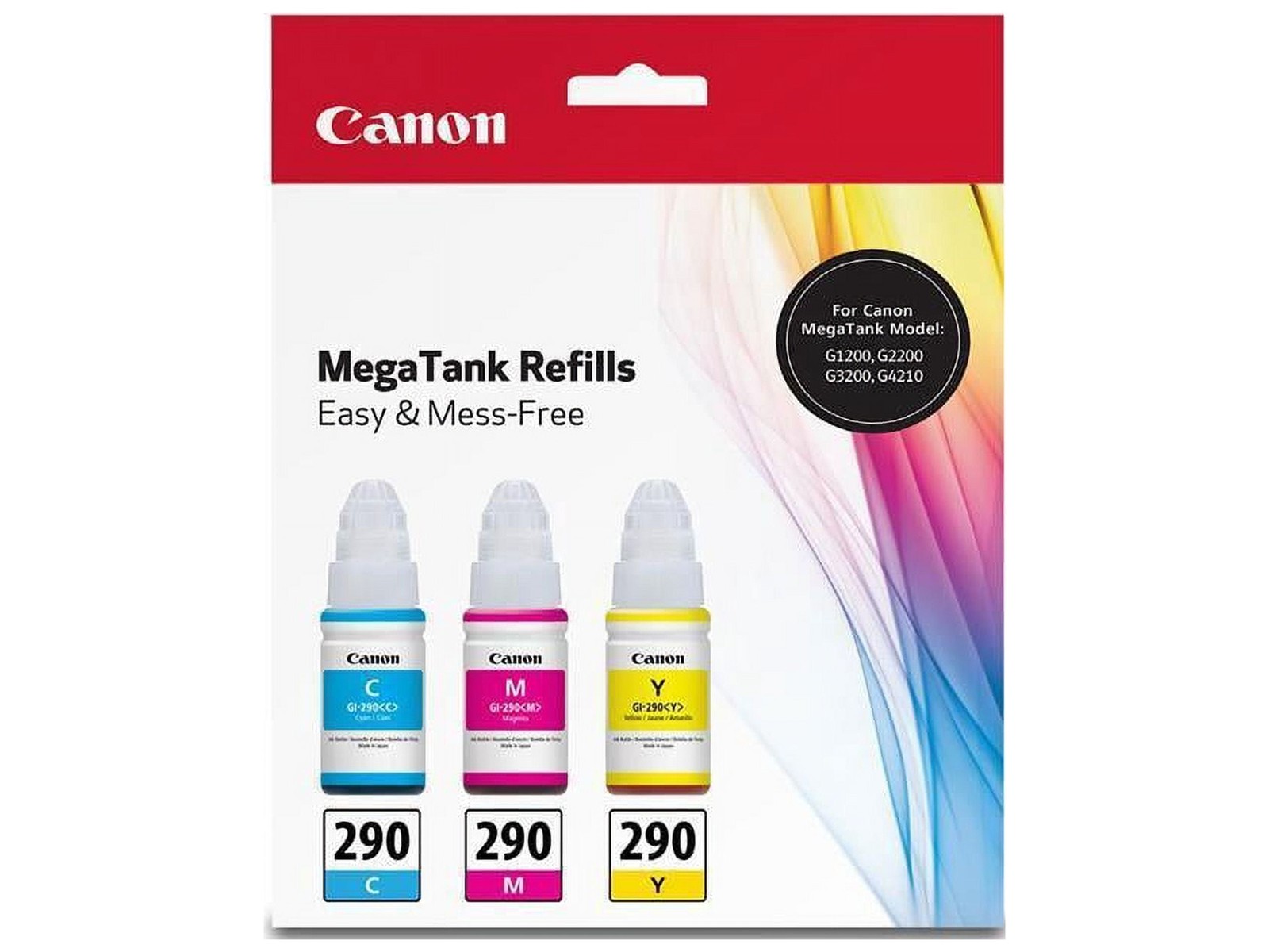 Canon GI-290 CMY Ink Bottle Value Pack, Cyan Magenta Yellow, Compatible with