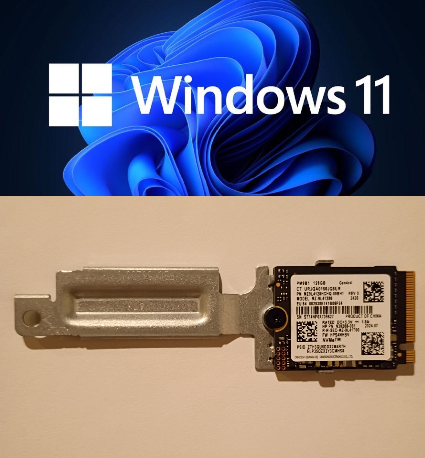 128GB PCIe M.2 2280 SSD Solid State Drive with Windows 11 Pro 64 Preloaded UEFI