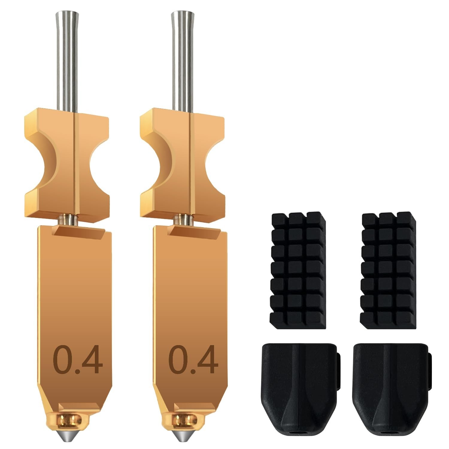 Upgraded 0.4mm Hotend Nozzles 2-Pack for 3D Printers - All Metal Extruder Kit, D