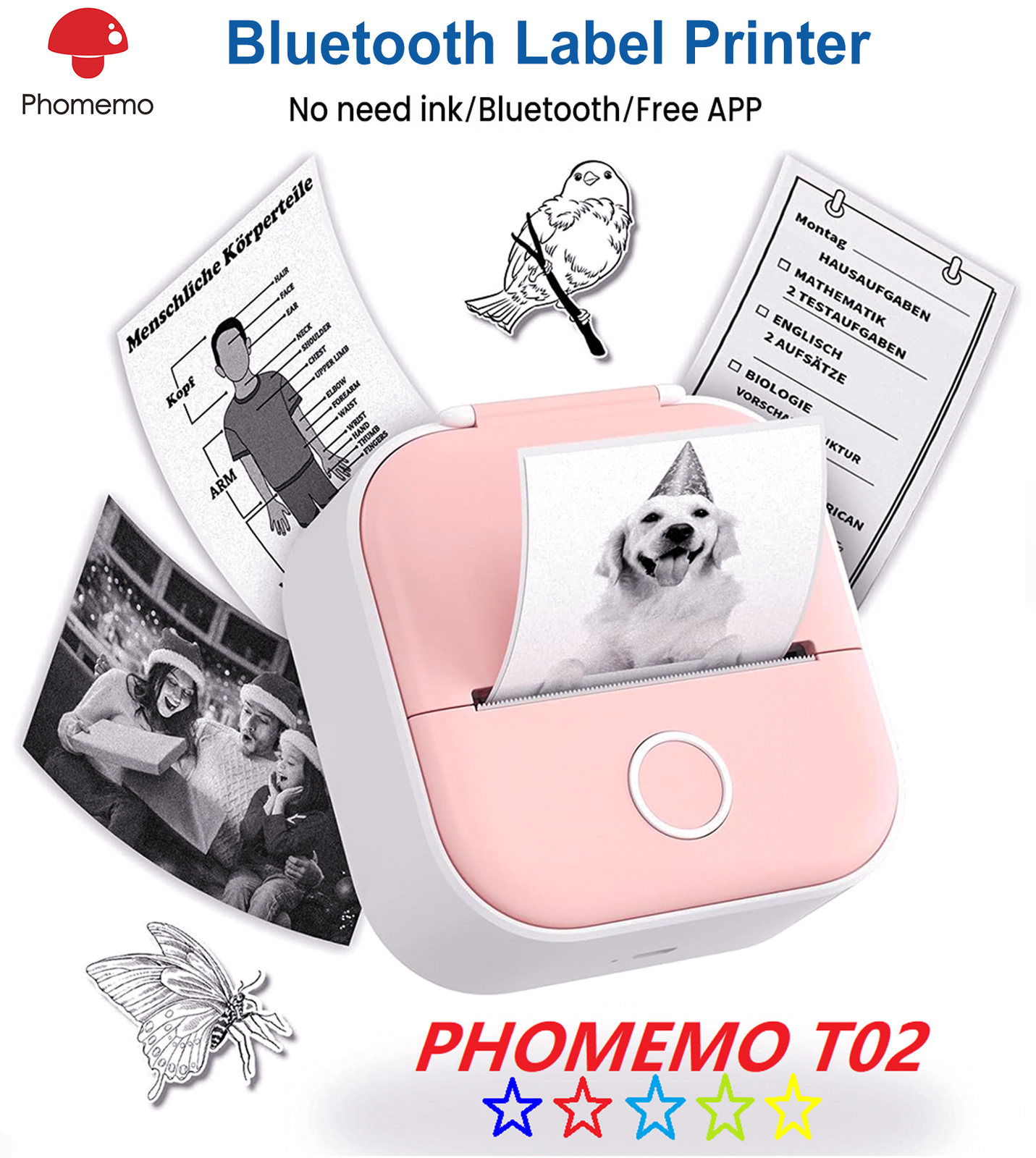 Phomemo T02 Thermal Print Pods Mini Sticker Printer Xmas Gift
