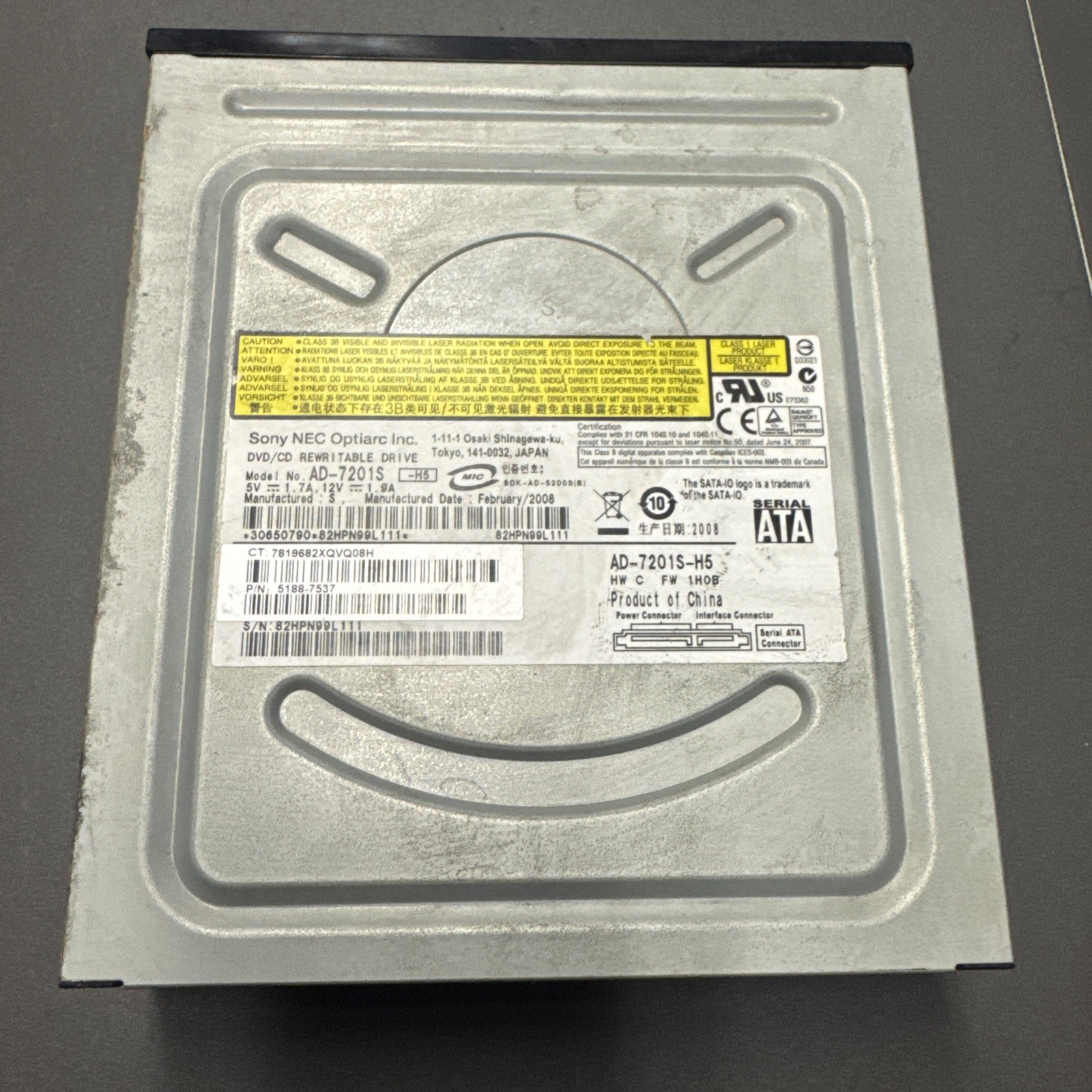 Sony NEC Optiarc AD-7201S DVD±RW (±R DL) / CD DVD-RAM drive Lightscribe