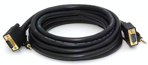 15FT VGA SVGA M/M Monitor Cable with 3.5mm Audio 15' NEW FAST SHIP