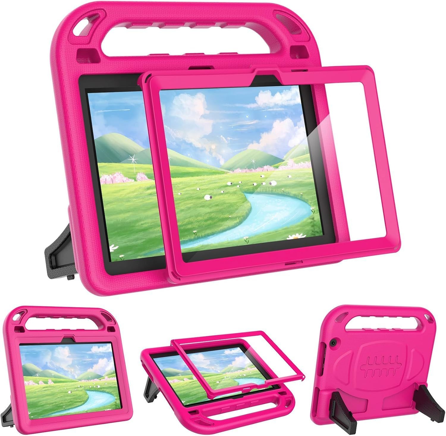 Kids Case for 10-Inch Tablet with Built-in Screen Protector, Rose