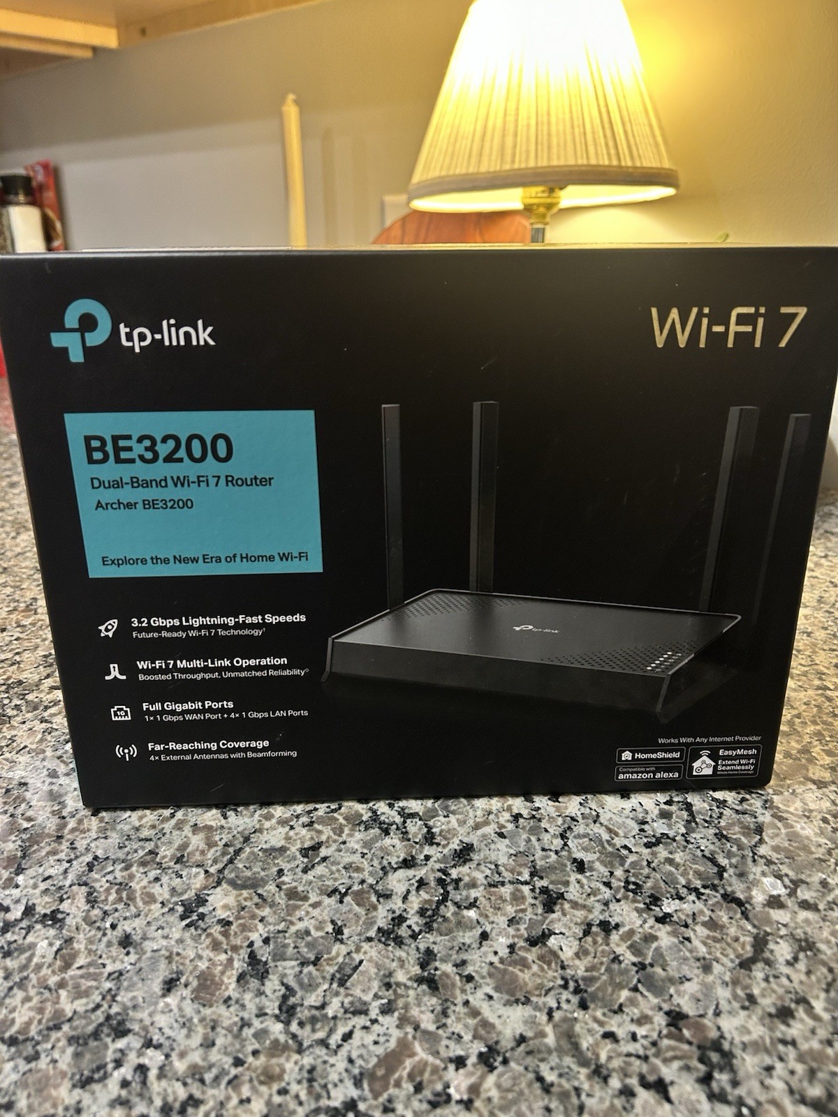 TP-LINK Archer BE3200 Wi‑Fi 7 Dual-Band Router, 4x LAN, VPN, Black