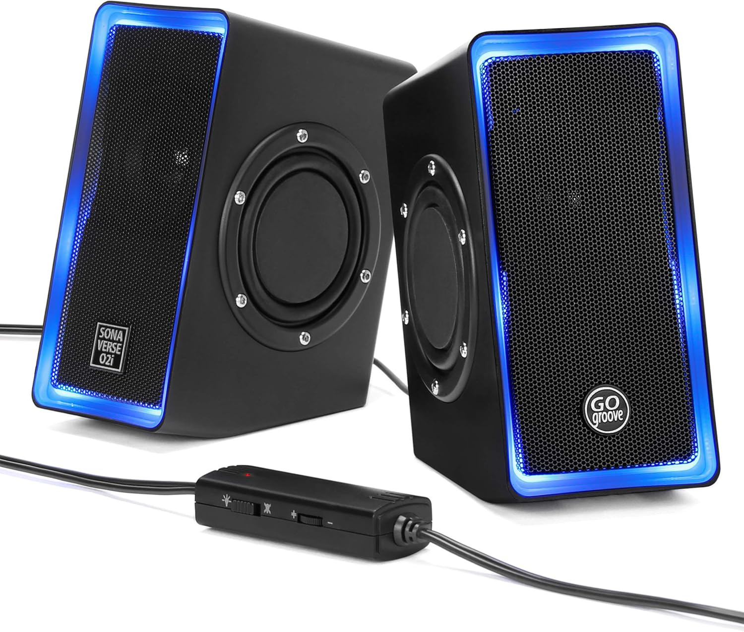 Gaming Computer Speakers with Blue LED Light - Sonaverse O2I Speakers for Deskto