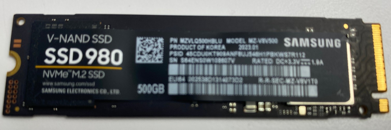 Samsung 500GB V-NAND SSD 980 NVMe M.2 MZ-V8V500 MZVLQ500HBLU Solid State