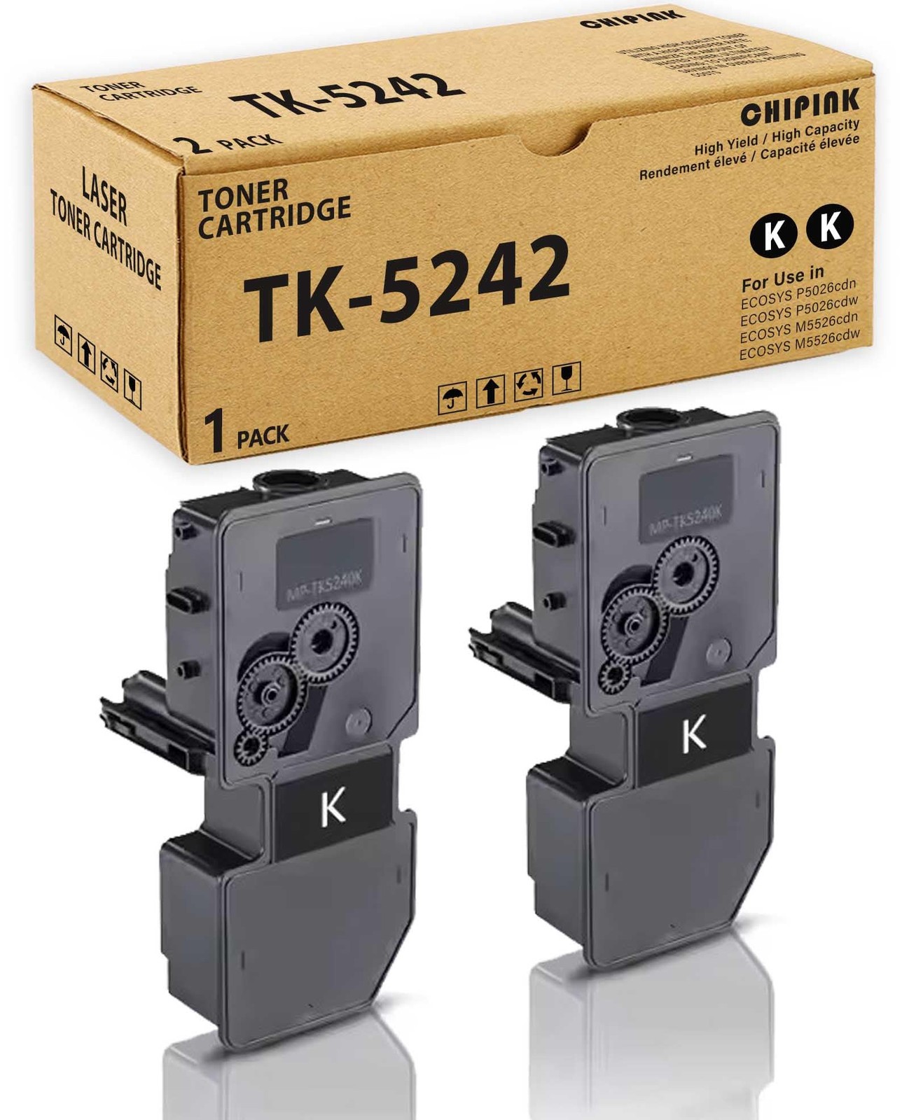 TK-5242 TK-5242K Toner Cartridge 2-Pack Compatible 1T02R70US0 P5026cdn P5026cdw