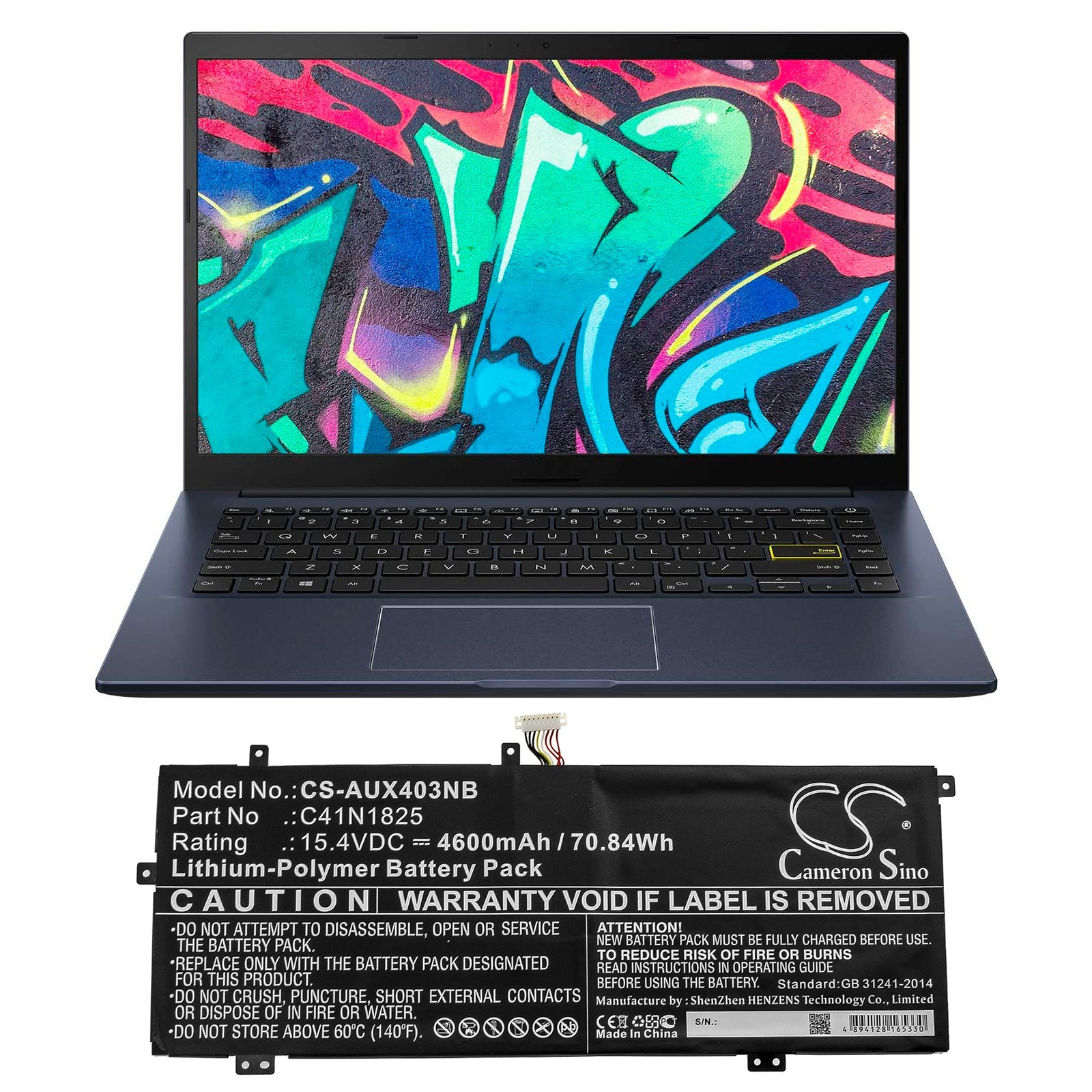 Cameron Sino BATTERIE 4600mAh C41N1825 For Asus VivoBook 14 F403FA X403FA
