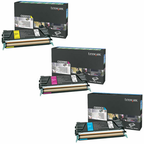 SET 3 GENUINE SEALED LEXMARK C5220MS C5220CS C5220YS TONER CARTRIDGES NO BLACK