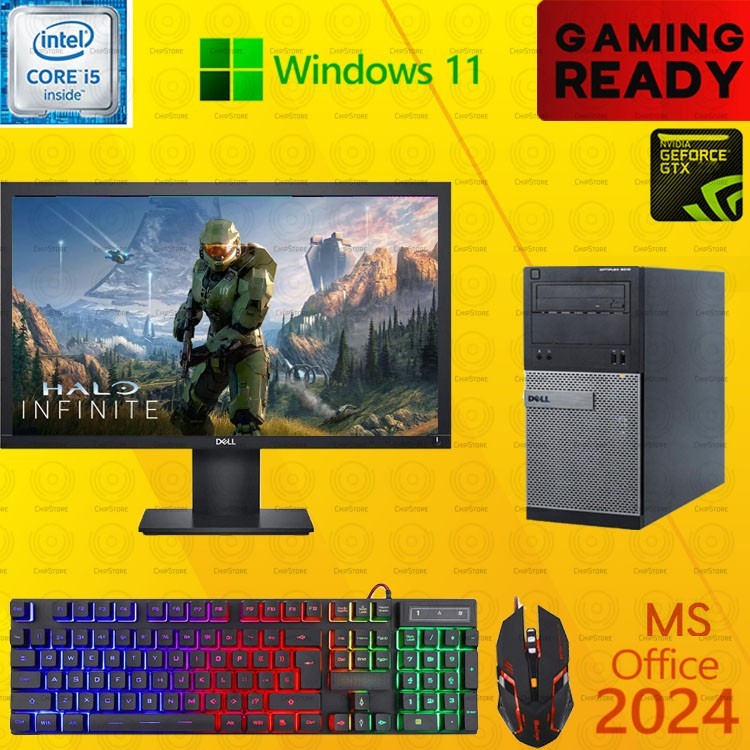 Fortnite Dell i5 Gaming Desktop PC Computer Nvidia GTX1050 Win11 16G 1TB 22" LCD