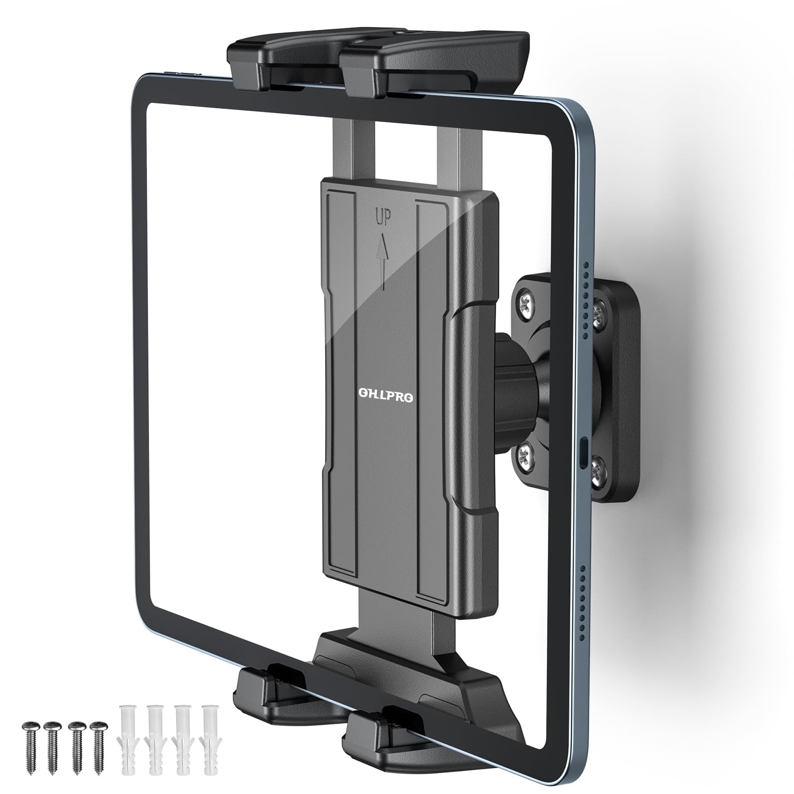 OHLPRO Universal Tablet Wall Mount Holder for Drilled Base without Arm, Black