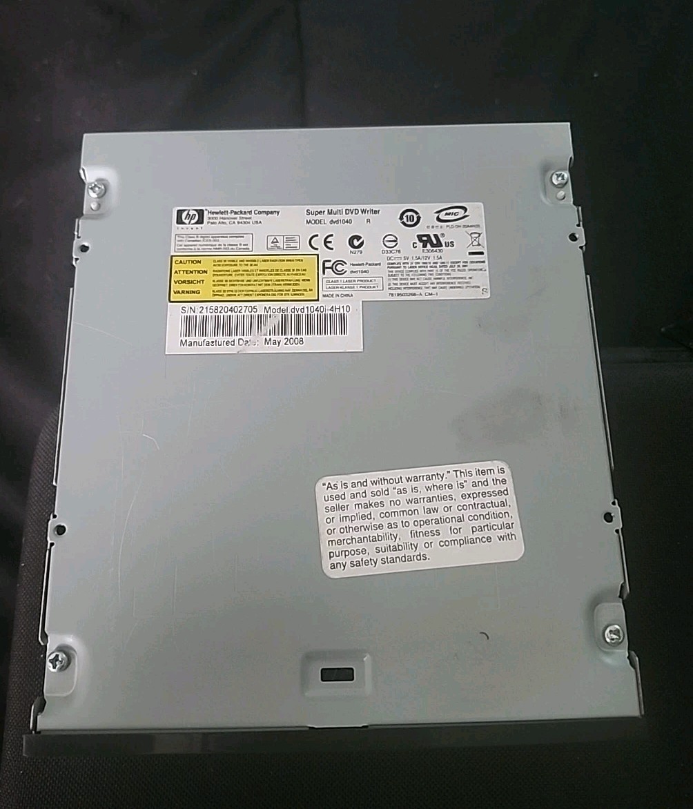 Hewlett Packard Super Multi DVD Writer Black Model DVD1040i-4H10 R Used Internal