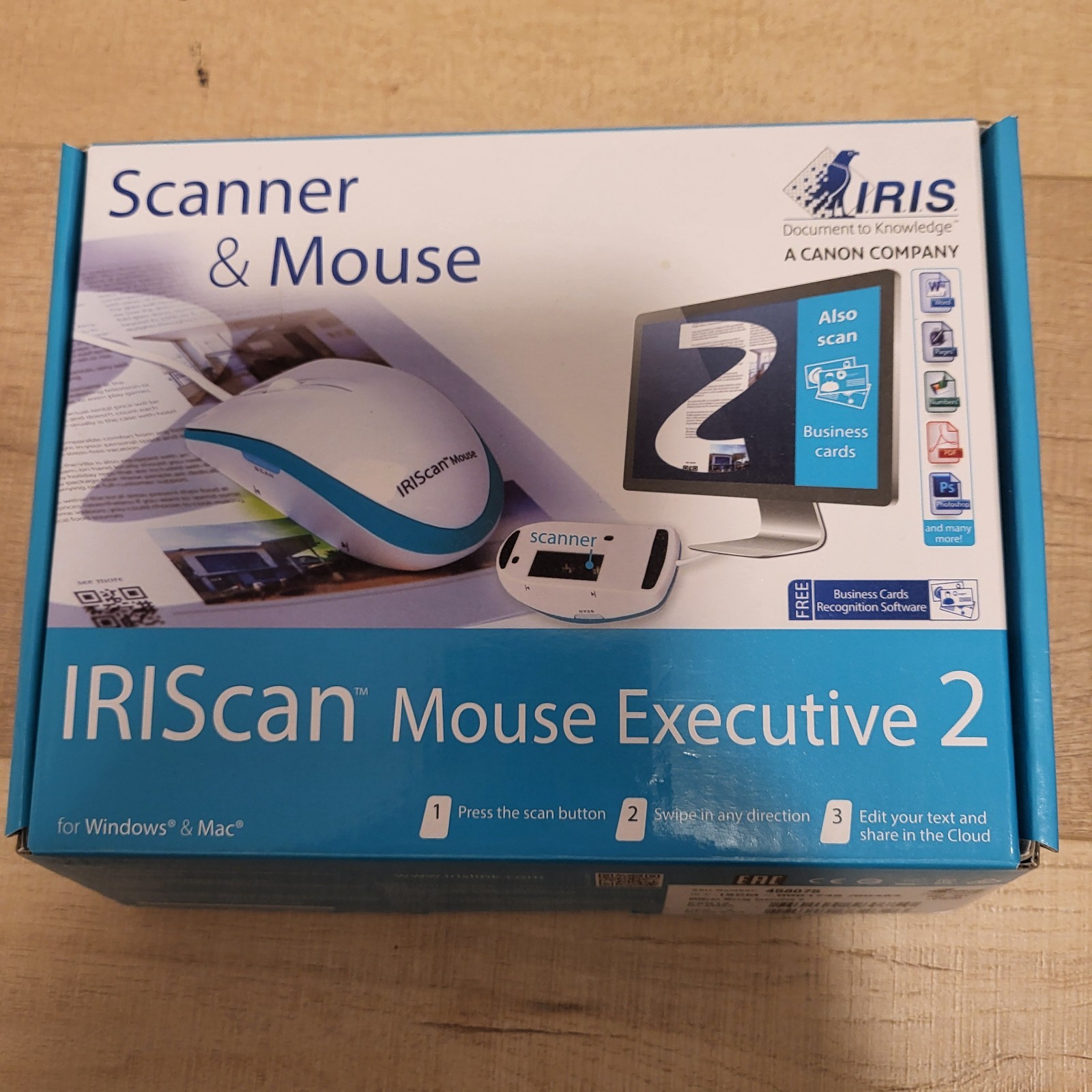 IRIScan Mouse Executive 2 ISCM-0001728 Scanner for Windows Used Tested Works