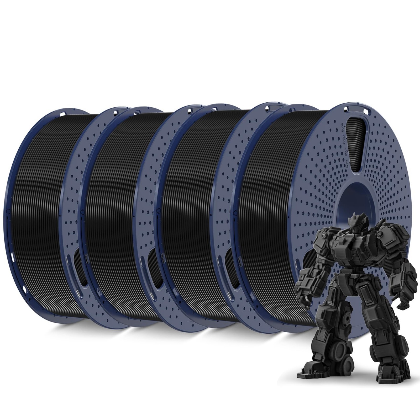 High-Quality PLA Plus 3D Printer Filament 1.75mm Black 4KG - Durable & Easy to U