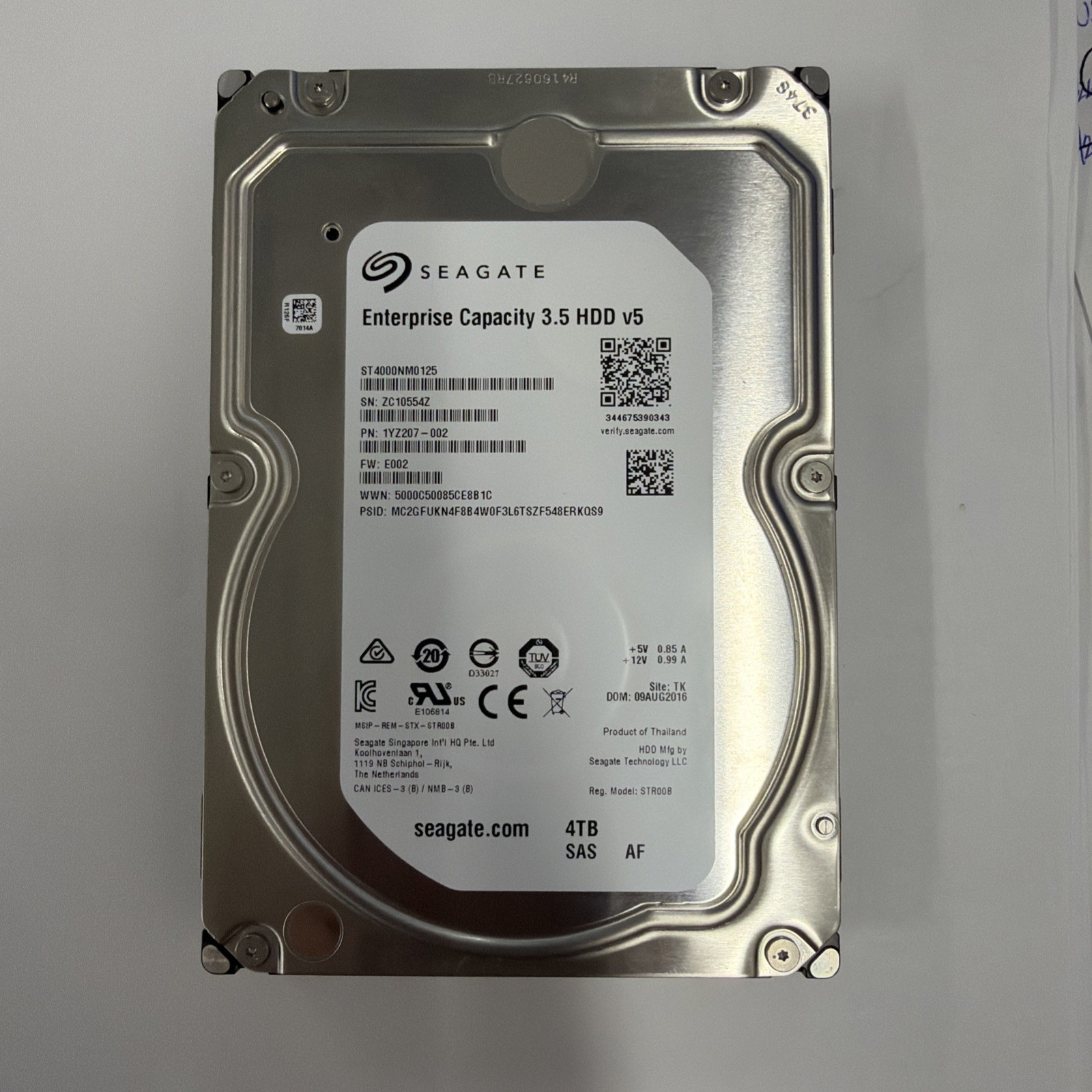 Seagate Enterprise 4TB ST4000NM0125 SAS 12GB/s 7.2K RPM 3.5 1YZ207-002