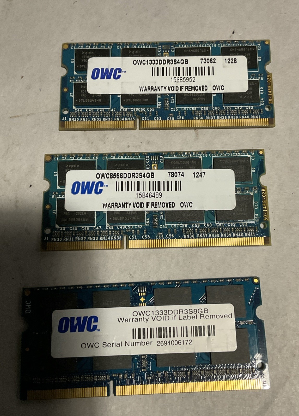16GB (4GBX2) + (8GBx1) OWC 1333 DDR3 RAM Laptop Apple Mac MEMORY 1333DDR3S8GB