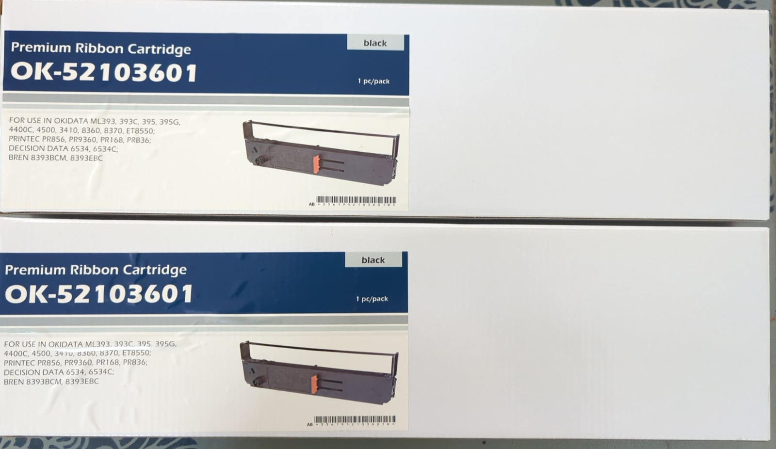 Oki Compatible Ribbon Cartridge (52103601) Set of 2 Premium Ribbons
