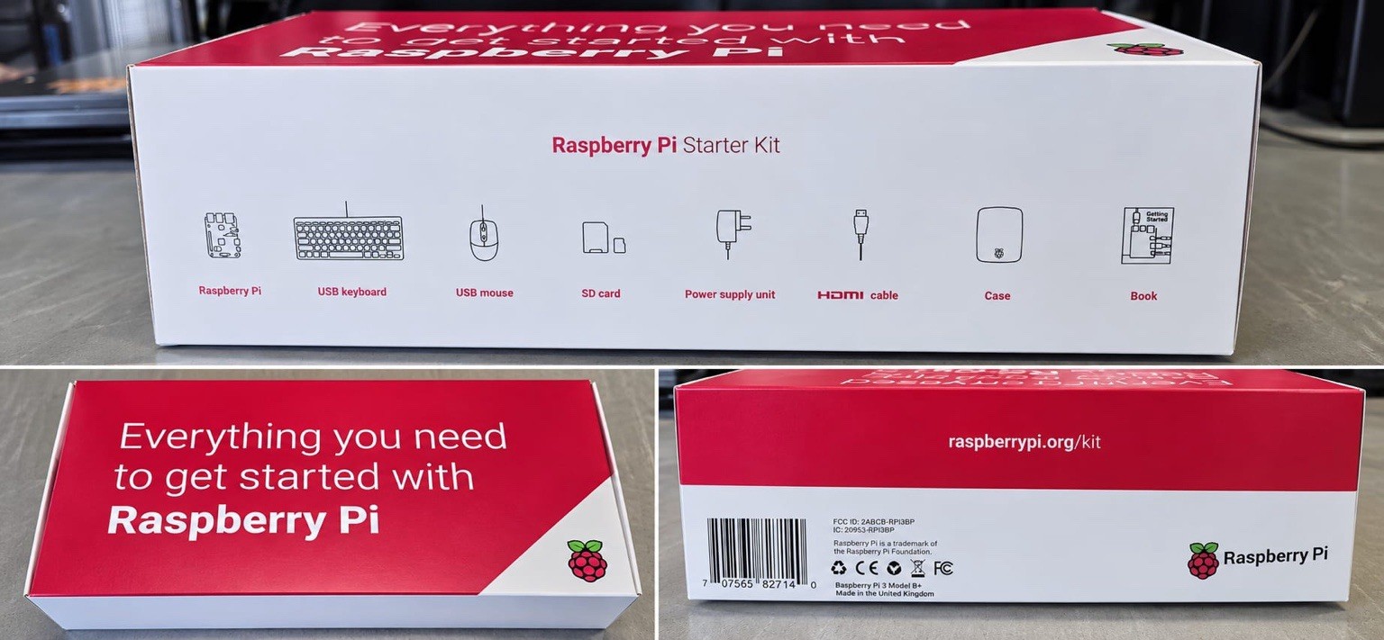 Raspberry Pi 3 Model B+ Starter Kit 1GB 8GB SD Card Keyboard Mouse HDMI Case