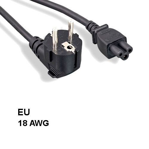 Kentek 6' ft 18 AWG Europe EU 3 Prong Power Cord IEC320 C5 to 90° CEE 7/7 SCHUKO