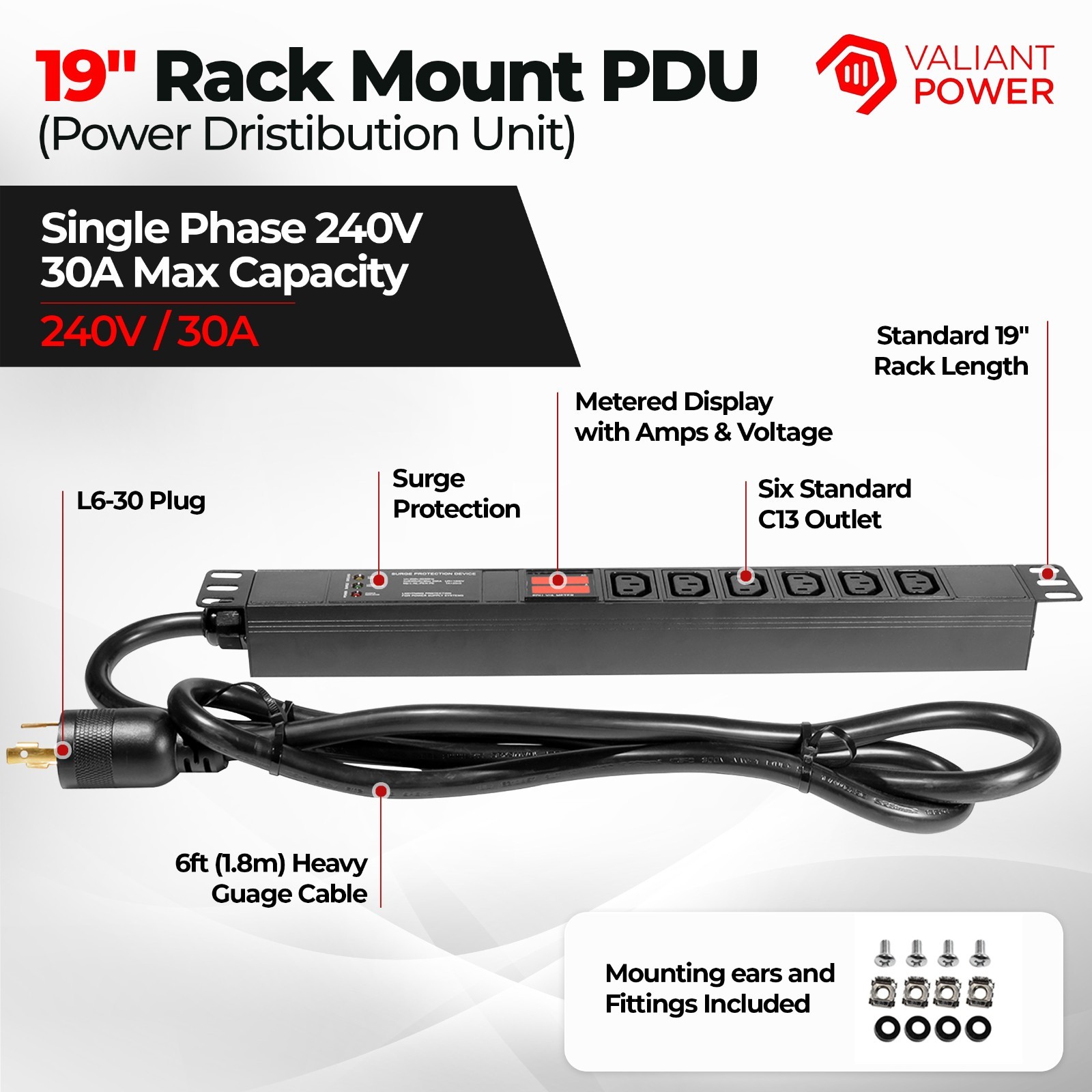 7200w PDU 240V 30A L6-30P 6xC13 Cryptocurrency Mining, Antminer PDU